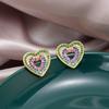 Elegant Copper-Plated Heart Earrings with Gold and Zircon