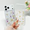 Блестящий Чехол для Телефона с Сушеными Цветами Прозрачный Для iPhone 11 12 13 14 15 16 17 Pro Max Air Роскошный Глиттер Настоящие Цветы Мягкий Акриловый Чехол