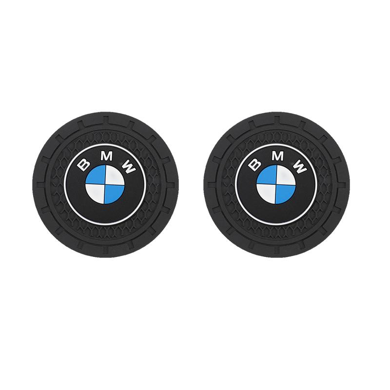 For BMW E81 2Pcs Car Water Cup Mat Rubber Anti Noise Coaster Decoration For BMW X1 X2 X3 X5 X4 X6 X7 iX3 F20 F10 F07 E70 E46 E90 E92 E60 E39