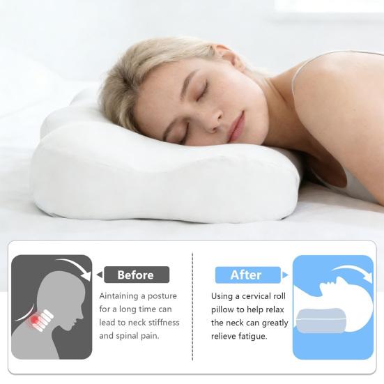 Эргономичная подушка для сна из пены с эффектом памяти, подушка-облако с контурным дизайном, подушка с двойной высотой для поддержки шеи с туннелями для рук для спящих на боку, спине, животе
