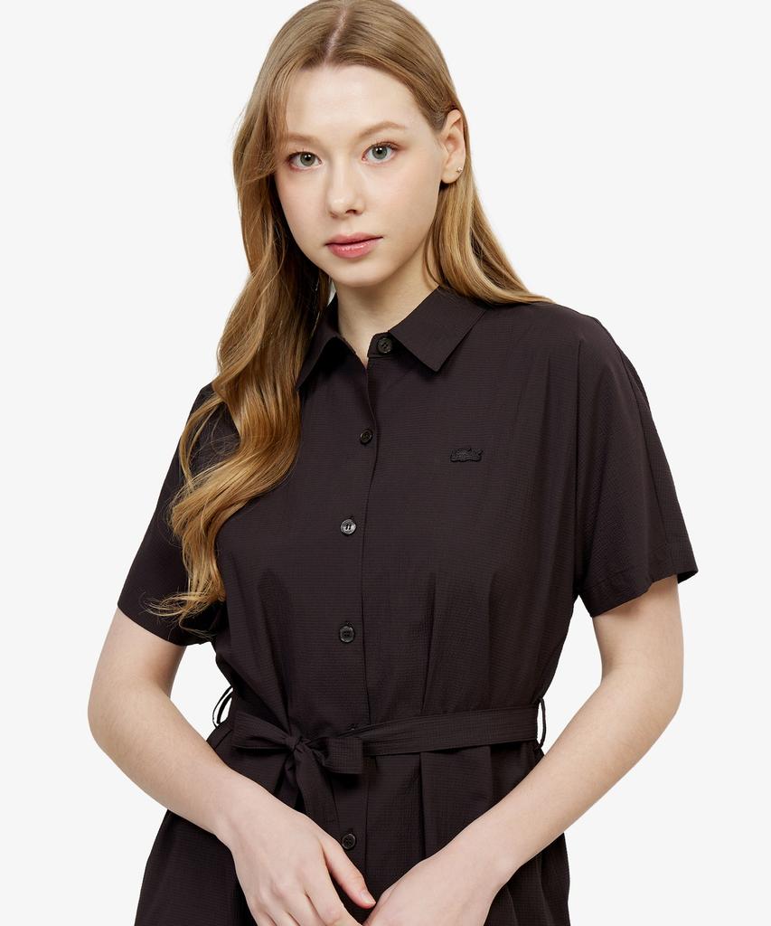 LACOSTE Women'S Belted Short Sleeve Shirt Dress Ef306E-56G Lfa