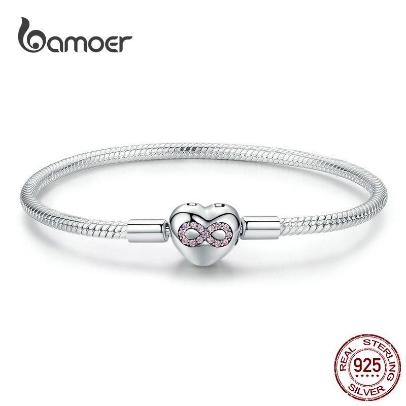 Браслет "Сердце вечности" от BAMOER Real, серебро 925 пробы, длина браслета 17см и 19 см