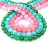 4/6/8/10/12mm Natural Faceted Pink Green Chalcedony Jades Stone Round Beads for Jewelry Making 15''