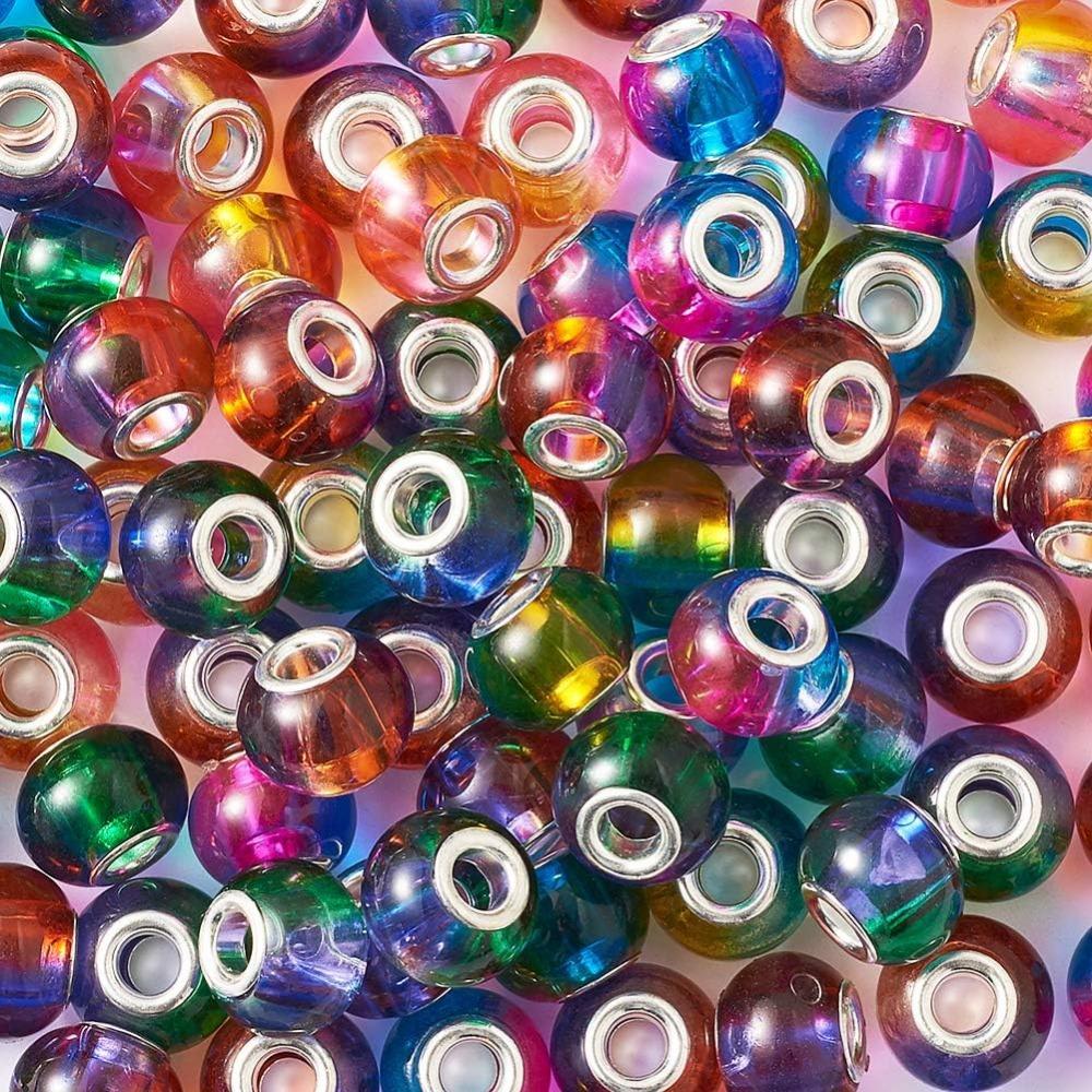 12/30/60 шт. Большие европейские бусины-разделители 15x12 мм, градиентные радужные разноцветные бусины-шармы Rondelle для браслета-цепочки «змейка», изготовление ювелирных изделий