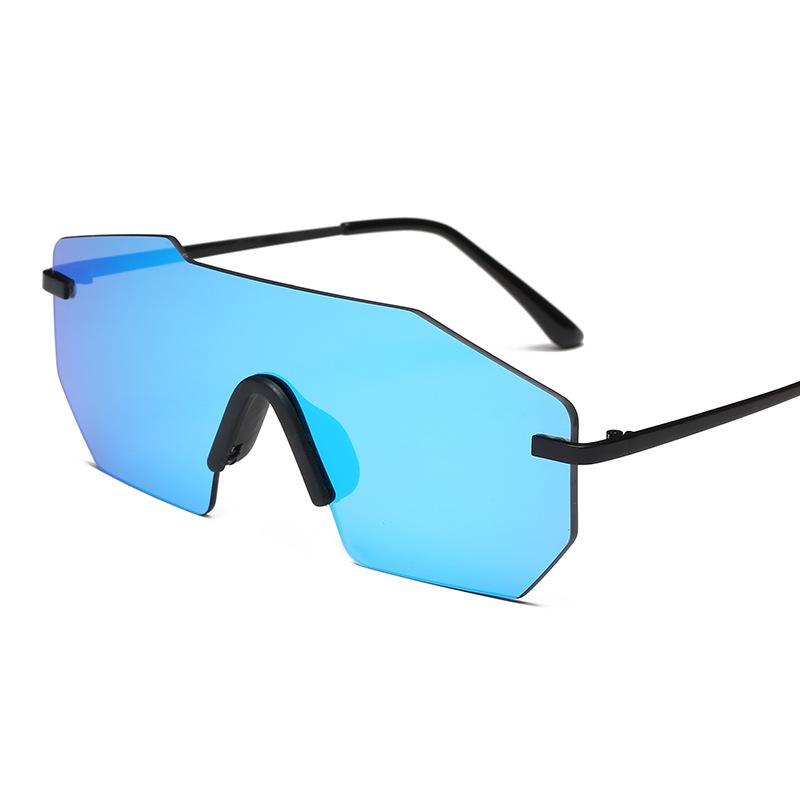 New integrated frameless sunglasses men's and women's personalized large-frame sunglasses European and American trendy glasses S