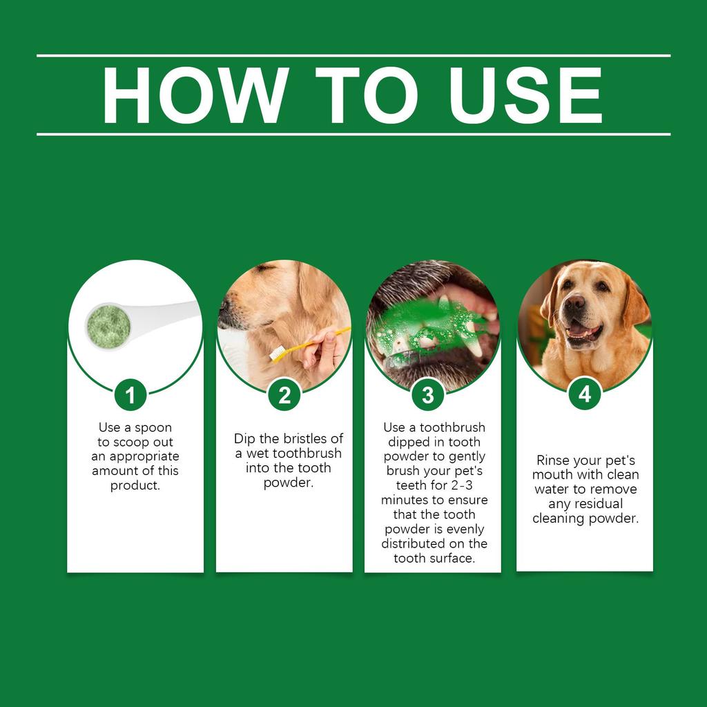 Pet Cleaning Powder Large Capacity 3.53 Oz Dog Cleaning Powder, Fresh Breath , Dog Care Improves Oral And Gastrointestinal Health