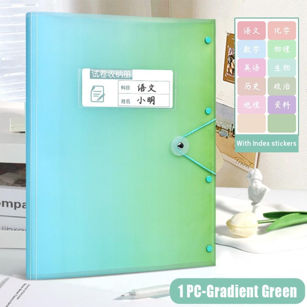 Transparent A3 File Folder Gradient Color Insert Paper Storage Booklet Document Organizer  Students