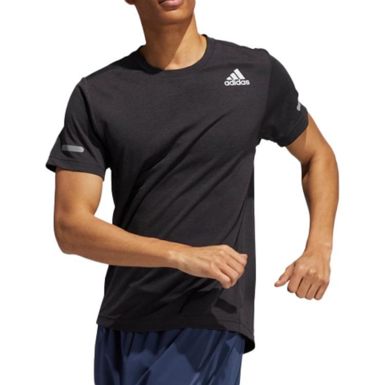 adidas Training Sports Reflective Stripe Printing Short Sleeve Gray Men's HB8522