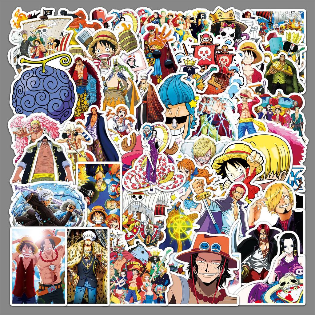 50 Pcs One Piece Anime Stickers Waterproof Cartoon Characters Decals For Phone Laptop Water Bottle Decoration Anime Fans