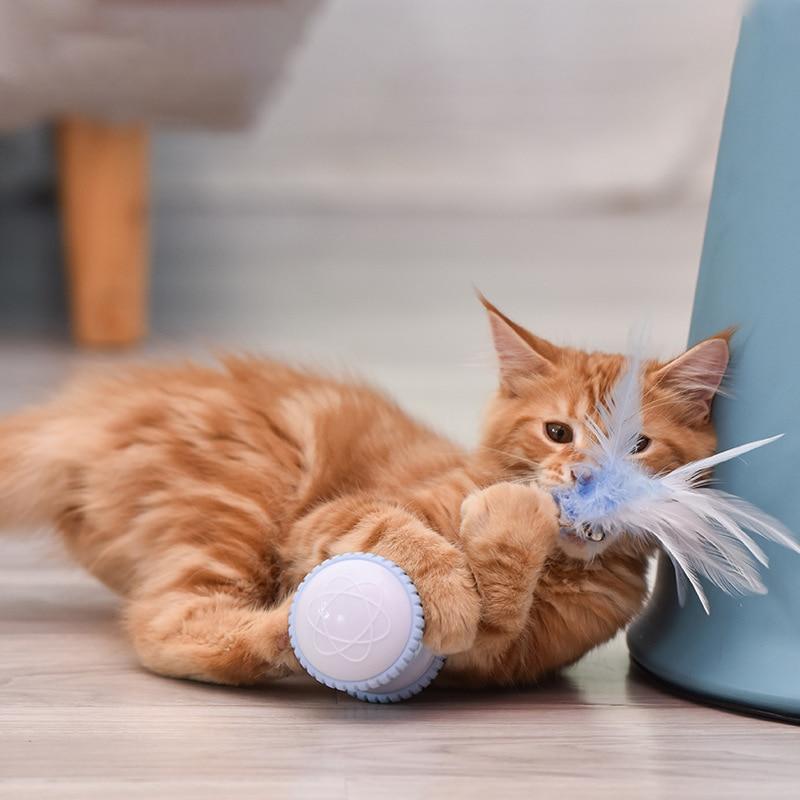 Smart Interactive Cat Toy Cat Toy LED USB Charging Glow Tumbler Pet 360 Degree Auto Rotating Ball Pet Toy Cat Items | Cat Toys (Pink)
