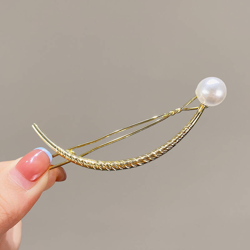 1 шт. Простая металлическая золотистая серебристая заколка-краб для волос с жемчугом, элегантная женственная заколка-твист для волос, заколка-акула, украшение для волос, ювелирное изделие, подарок