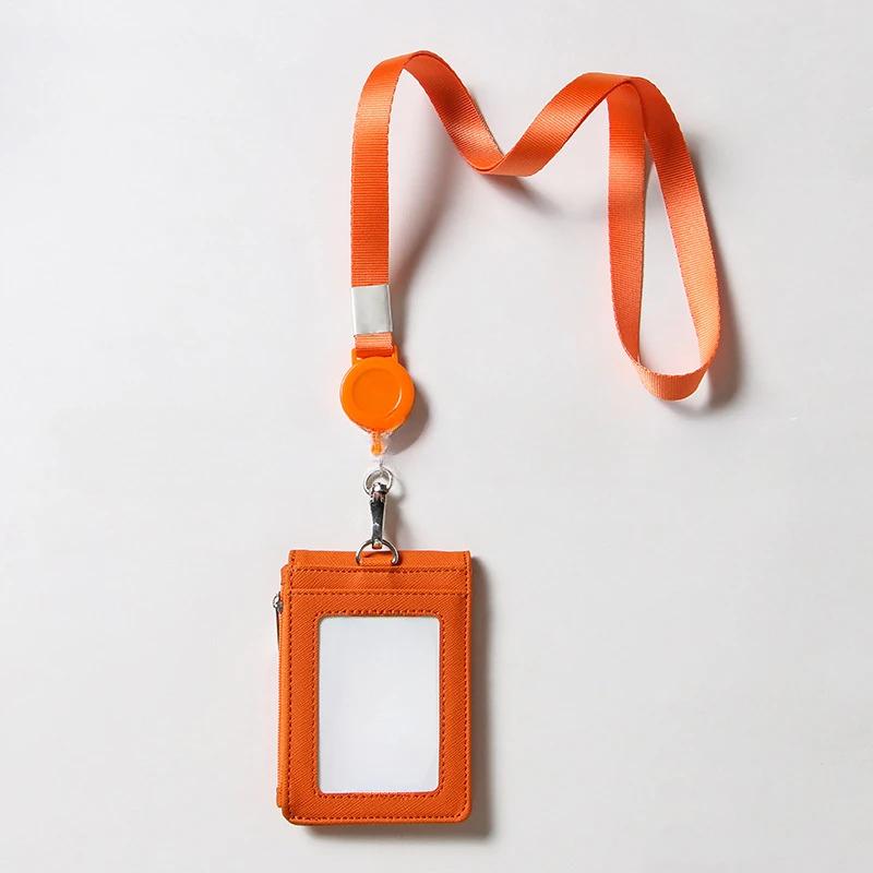 Retractable Neck Strap Lanyards Bank Card Cover Name Badge Holder Business Zipper Card Case Wallet Work Card Holder Case