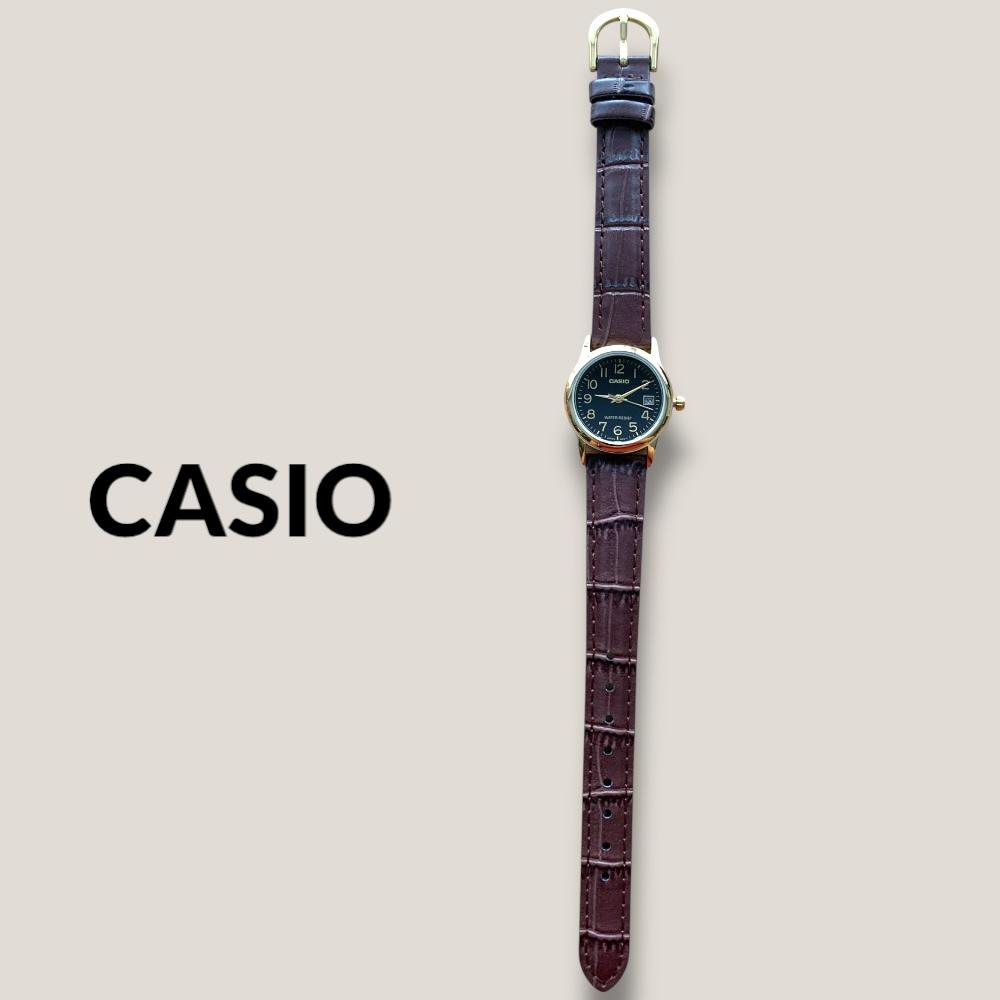 Casio Часы с Хранилищем Кожаные Отлично для Женского Корпуса, Ремешка, Коричневые, Женские Часы, Возраст
