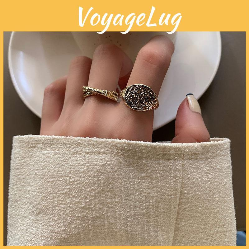 Винтажное геометрическое открытое регулируемое кольцо с текстурированной метеоритной поверхностью для элегантной моды