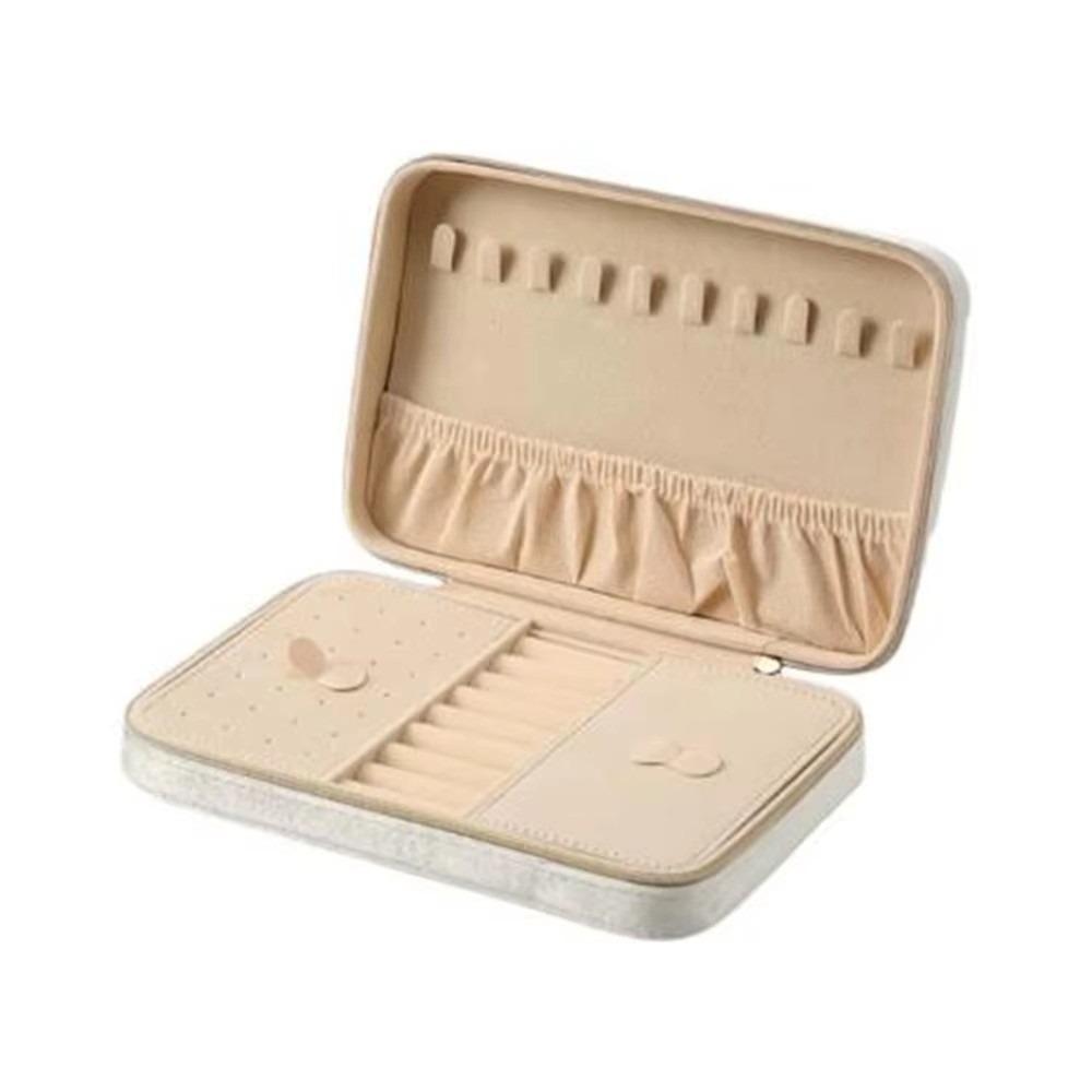 Large Capacity Velvet Jewelry Box Zipper Closure Jewelry Storage Case Jewelry Storage