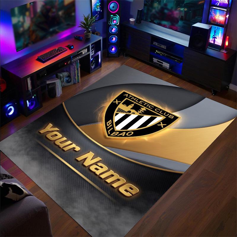Crystal Velvet Rug Athletic Bilbao FC Print Custom Name Text Floor Mat Home Decor
