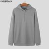 Men Long Sleeve Casual Zipper Hooded Rib Pullovers Sweatshirts