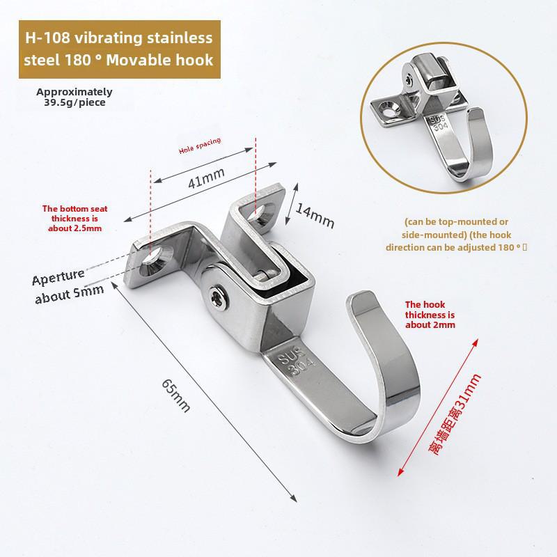 Black Stainless Steel Wall-Mounted Clothes Hook for Bathroom, Kitchen, or Door