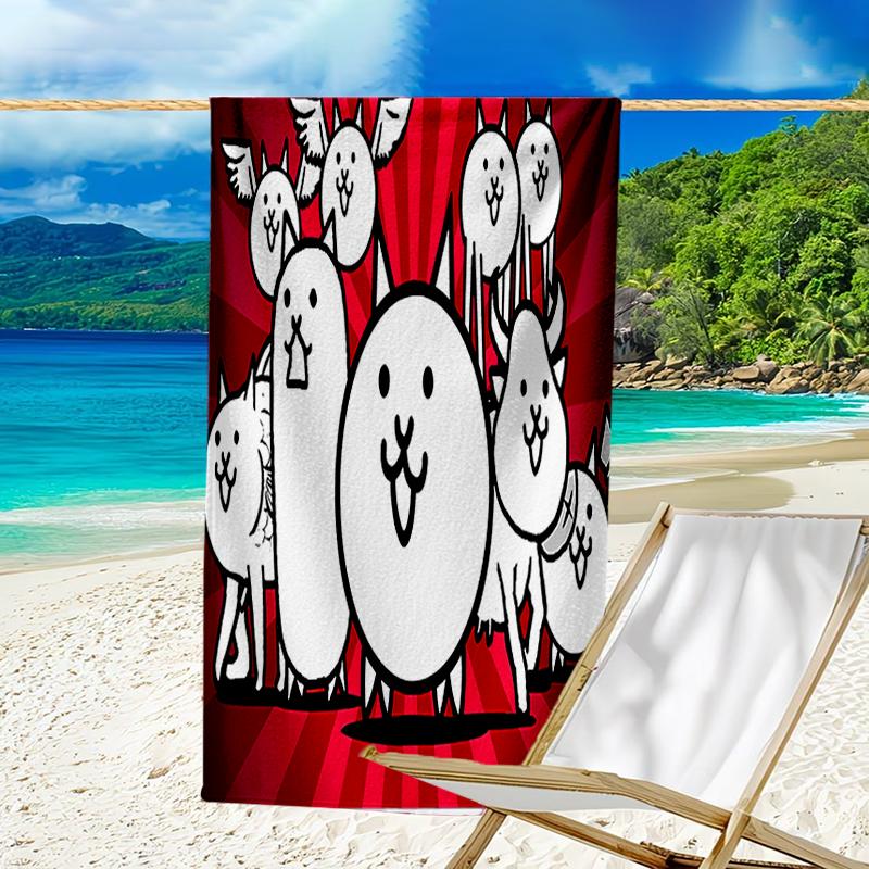 proof beach towel with a The Battle Cats pattern - soft,absorbent,quick-drying,machine washable - perfect for swimming,camping,bathing