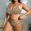 Woman Plus Size Bra and Panty Set Plain Simple Comfort Lingerie Set Underwire Bra Cup C D E F 38-48