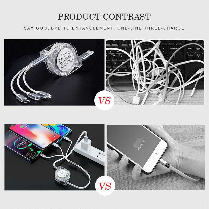 AAAYT1 Car Quick Charger Micro USB Type-C 3-in-1 Fast Charging Cable For Opel Astra Grandland Corsa Mokka Frontera Insignia Zafira