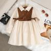 Girls Dress Spring and Autumn Baby Girl Bow Splice Dresses Fashion School Student Uniform Skirt