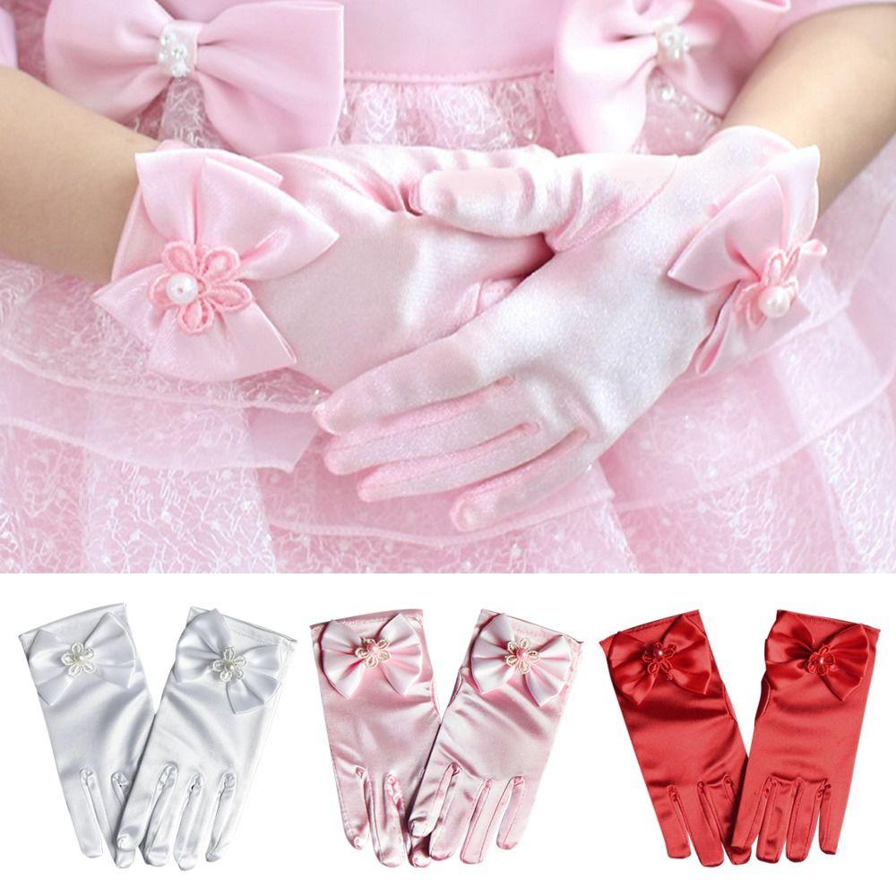 Dance Performance Stage Gloves Full Finger Mittens Wedding Flower Girl's Gloves Princess Gloves