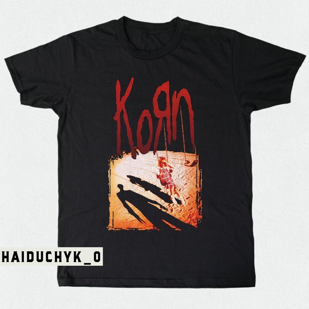 Korn Рок-группа Унисекс Черная Футболка Размер S-5XL Унисекс Футболка