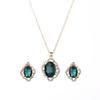 1set/3pcs (Necklace + Earrings) Hot-selling Crystal Necklace Oval Gemstone Set, Fashionable Versatile Earrings, Pendant Jewelry Set.