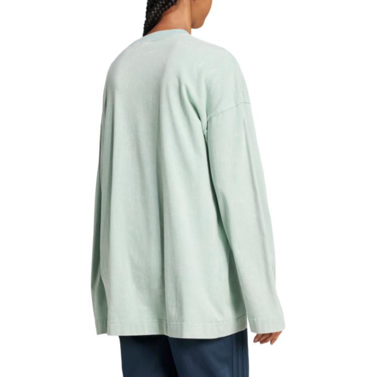 adidas Оригинальные Премиум Essentials Washed Soft Comfortable Loose Long Sleeve Breathable T-Shirt Women T-Shirt Light-Green IW5751