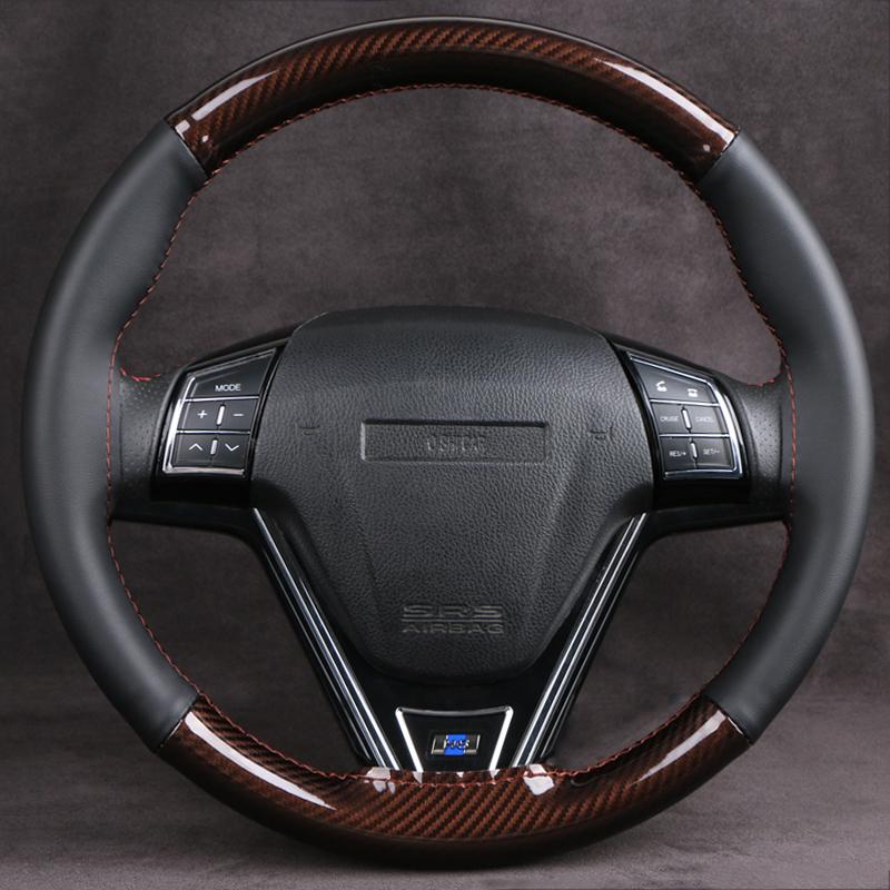 DIY Car Steering Wheel Cover Carbon Fiber Black Superfiber Leather 38cm Hand-Sewn Vehicle Wheel Wrap Comfortable Grip Anti-slip
