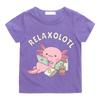 Милая детская футболка Relax A Lot Axolotl с рисунком из мультфильма, забавная каламбурная графика, одежда для мальчиков/девочек, хлопковые детские летние топы с коротким рукавом, футболки