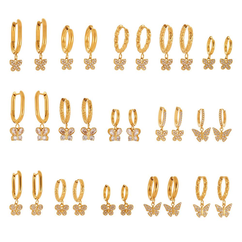 Oumika Позолоченные серьги-бабочки с бриллиантами для женщин