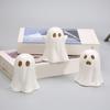 Ceramic Ghost Light Up Decor Small White Ghost Figurine LED Halloween Ghost Tabletop Ornament for Indoor Home Decor