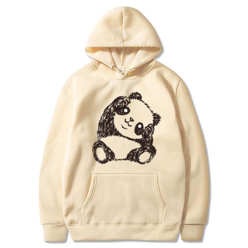 Autumn and winter new panda cartoon printed hoodie classic style college style men's and women's pullovers daily warm hoodie