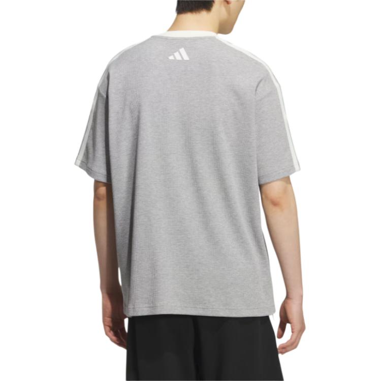 Adidas T Shirts Men's Medium Heather Gray/Jade White Crew Neck Moderate KF2477