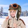 With Goggles Ear Protection Trapper Hat Thick Warm Kids Trapper Hat Cartoon Winter Hat  Outdoor