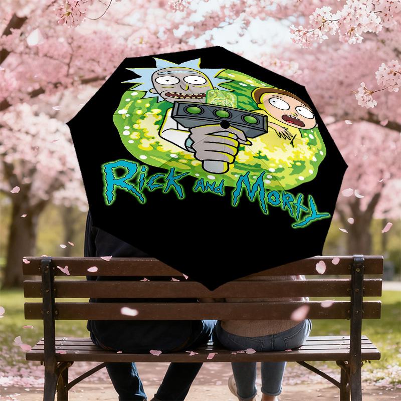 1PC Warner Rick Morty Automatic Open/Close Umbrella with Windproof, 105-Rib Sturdy Canopy, Durable Ribs1322A