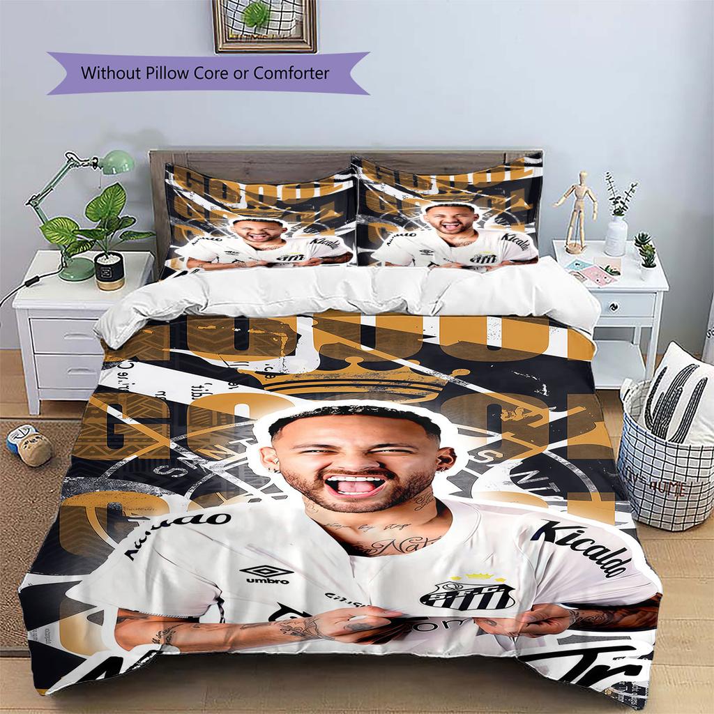 Neymar Jr Pattern Bedding,Quilt Set Quilt Cover Pillowcase Home Birthday Gift(1 * duvet cover + 2 * pillowcase, without core)