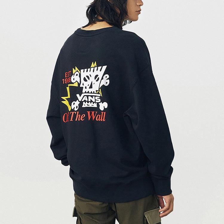 Vans Толстовка с круглым вырезом и забавным рисунком черепа, мультяшный принт, мужская толстовка, черная VN0A54JIBLK