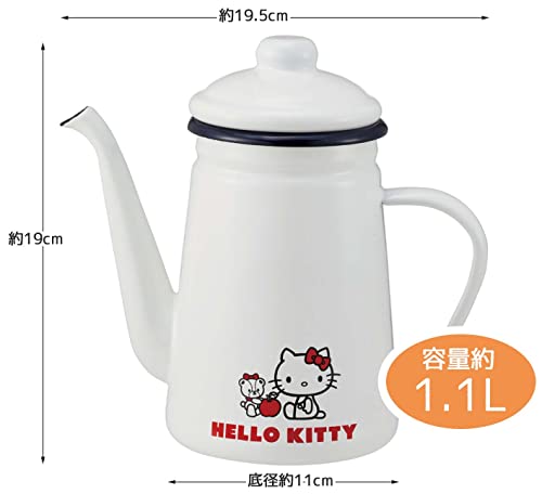 Skater Эмалированный чайник с носиком, 1,1 л, Hello Kitty & Tiny Chum Sanrio ENKT1-A