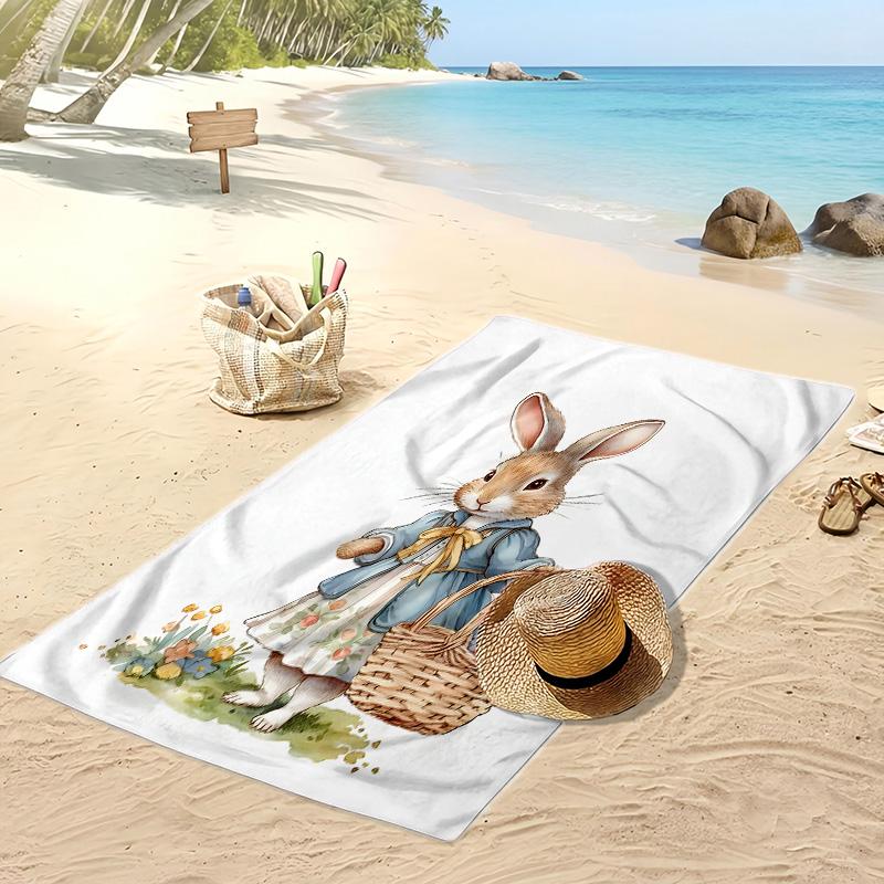 Peter Rabbit Printed Quick Dry Beach Towel Super Absorbent Soft Lightweight Bath Towel for Pool Summer Travel