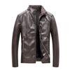 New Men's Jacket Casual Leather Jacket Korean Version Stand-up Collar PU Leather Jacket