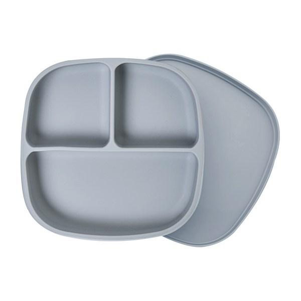 Lalabee Silicone Suction Baby Food Tray, Gray, Food Tray + Food Tray Cover, Popular Korean Parenting Items