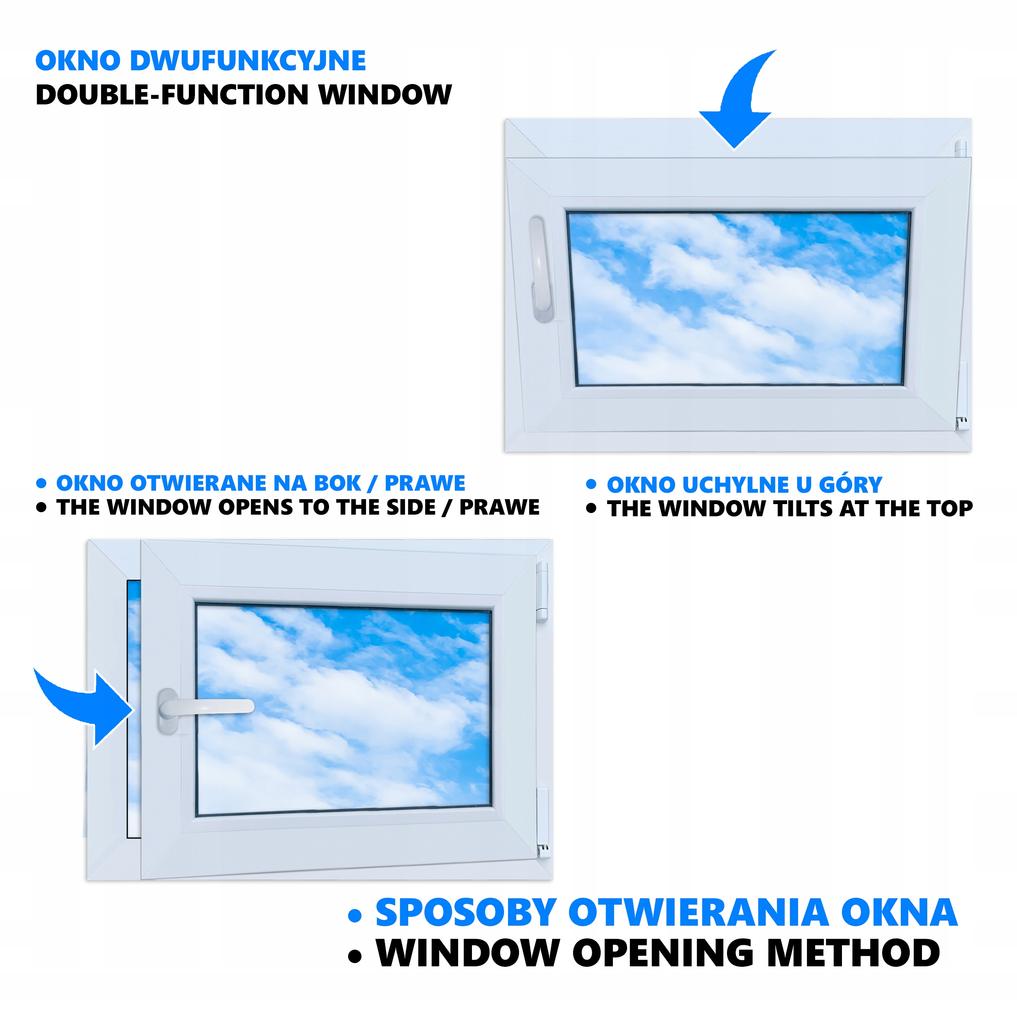 Okno Pcv Białe 70X50 Prawe Nowe 700X500 Mm Rozwierno-Uchylne Ru Dwuszybowe