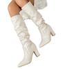 New High-top Women's Boots, Large-sized Fashionable Pointed-toe Women's Boots, and Chunk-heeled Shoes