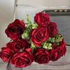10pcs Artificial Flowers Rose Flower Branch Artificial Red Roses Realistic Fake Rose Bouquet Table Decoration Wedding Home Decor