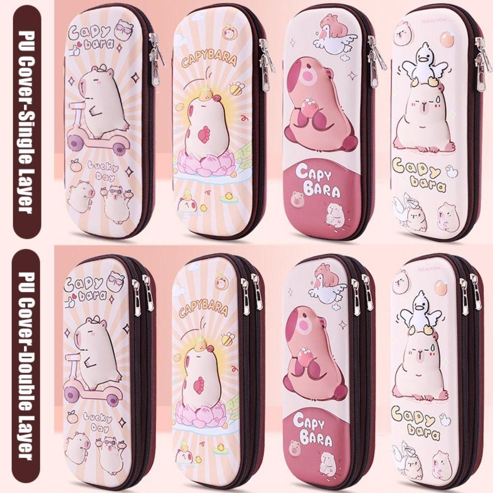 3D Capybara Pen Bag Large Capacity Pen Box Dirt-proof Pencil Case School Office