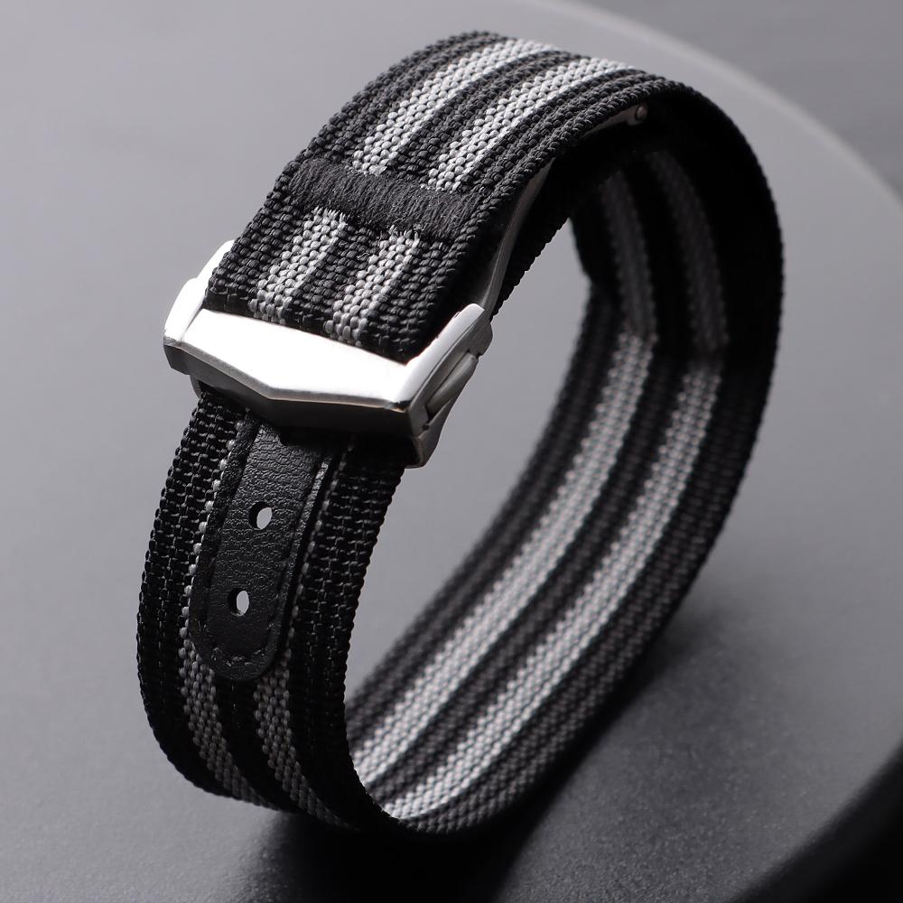 Ribbed Nylon Watch Band 20mm for Omega Diving Watch Strap Folding Buckle Bracelet Loop Military Washable Blet for Men Watchbands
