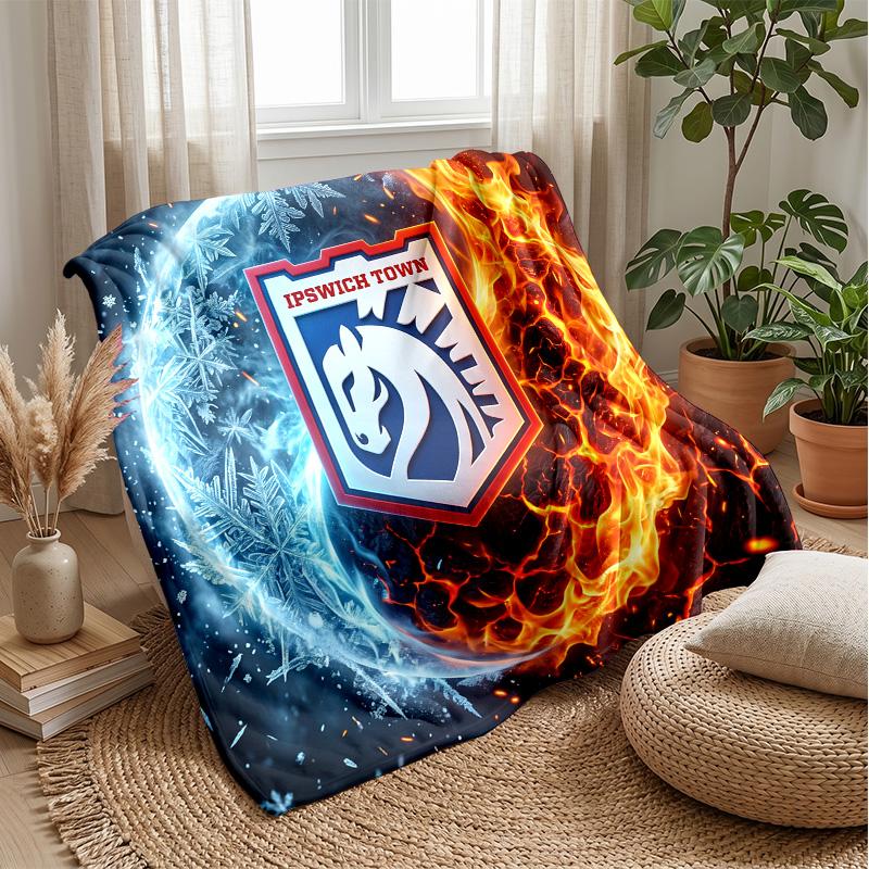 Ipswich Town Football Print Flannel Blanket, Soft Warm Lightweight Throw Blanket for Sofa Bed Camping